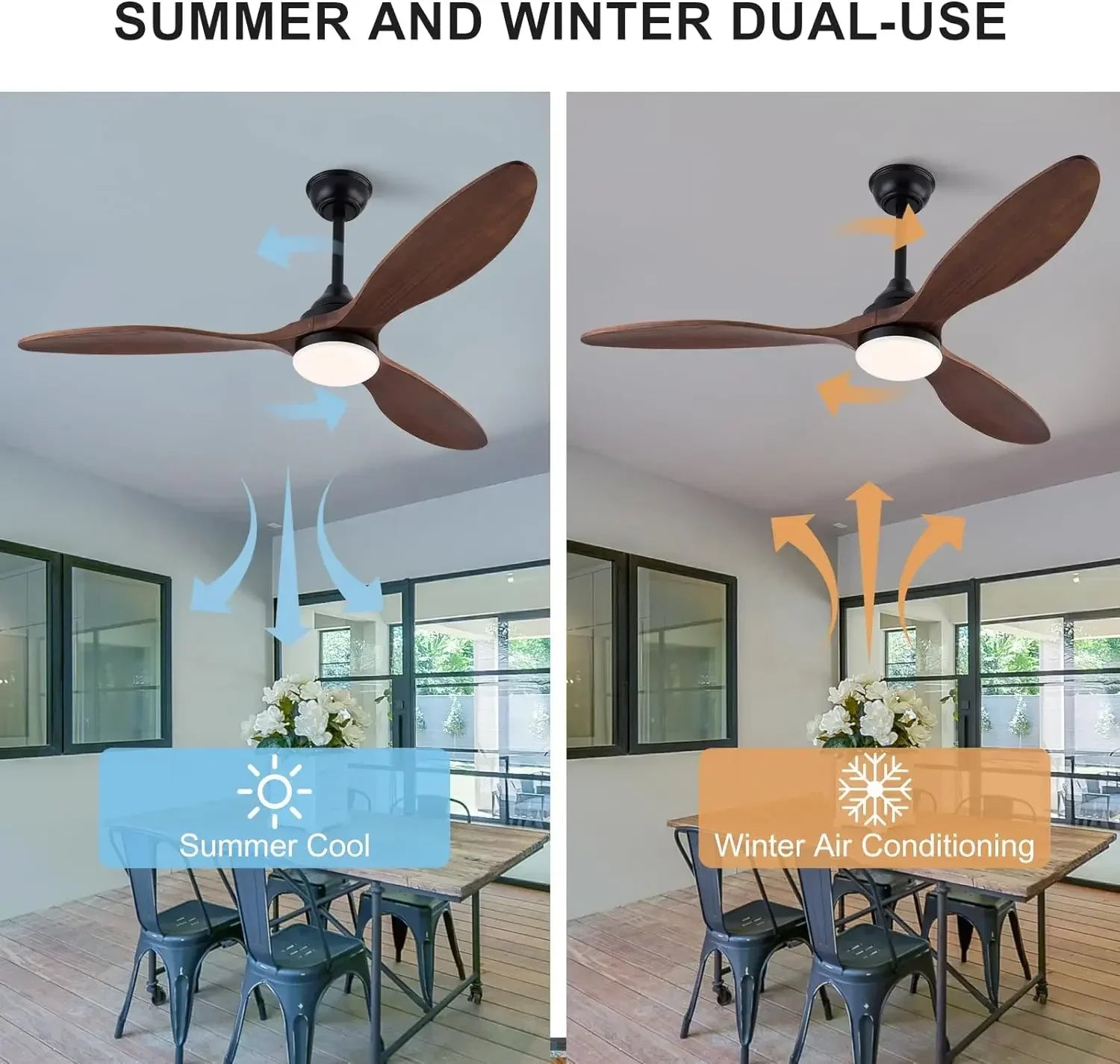 Afralia™ 52 Inch Wood Blade Ceiling Fan with Remote Control and Lights