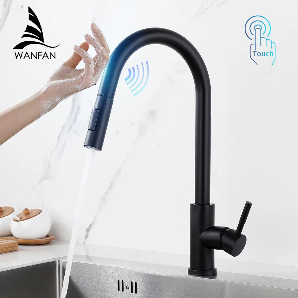 Afralia™ Smart Touch Kitchen Faucet Crane Sensor Sink Mixer Tap Water Mixer Rotate
