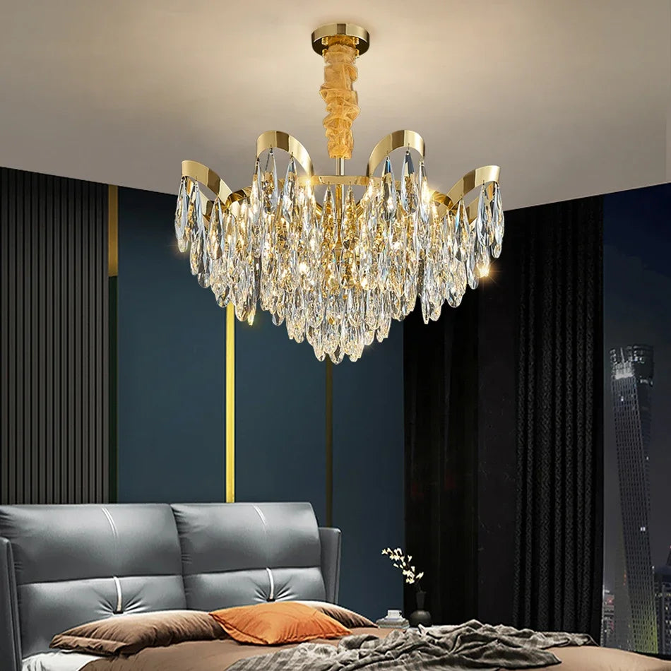 Afralia™ LED Sunflower Crystal Ceiling Chandelier - Modern Living Dining Room Hanging Light