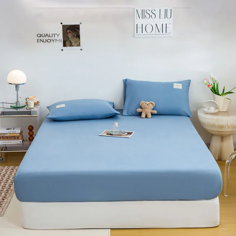 Afralia™ Solid Color Fitted Sheet 150x200 Queen Bed Soft Skin Friendly 180x200 Mattress Cover
