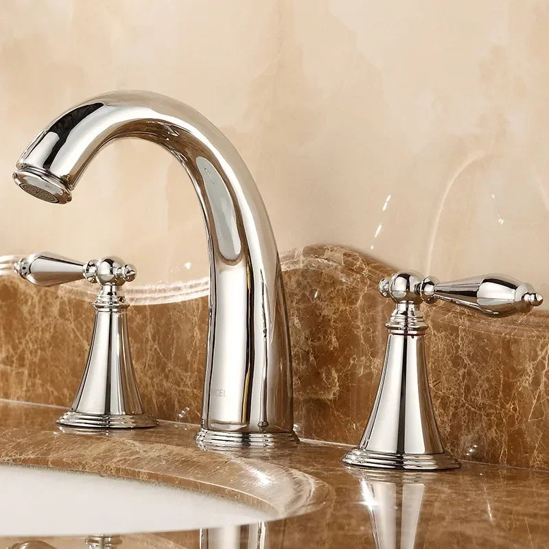 Afralia™ Widespread Dual Handle Basin Faucet Mixer Tap - 3 Hole Deck Mount