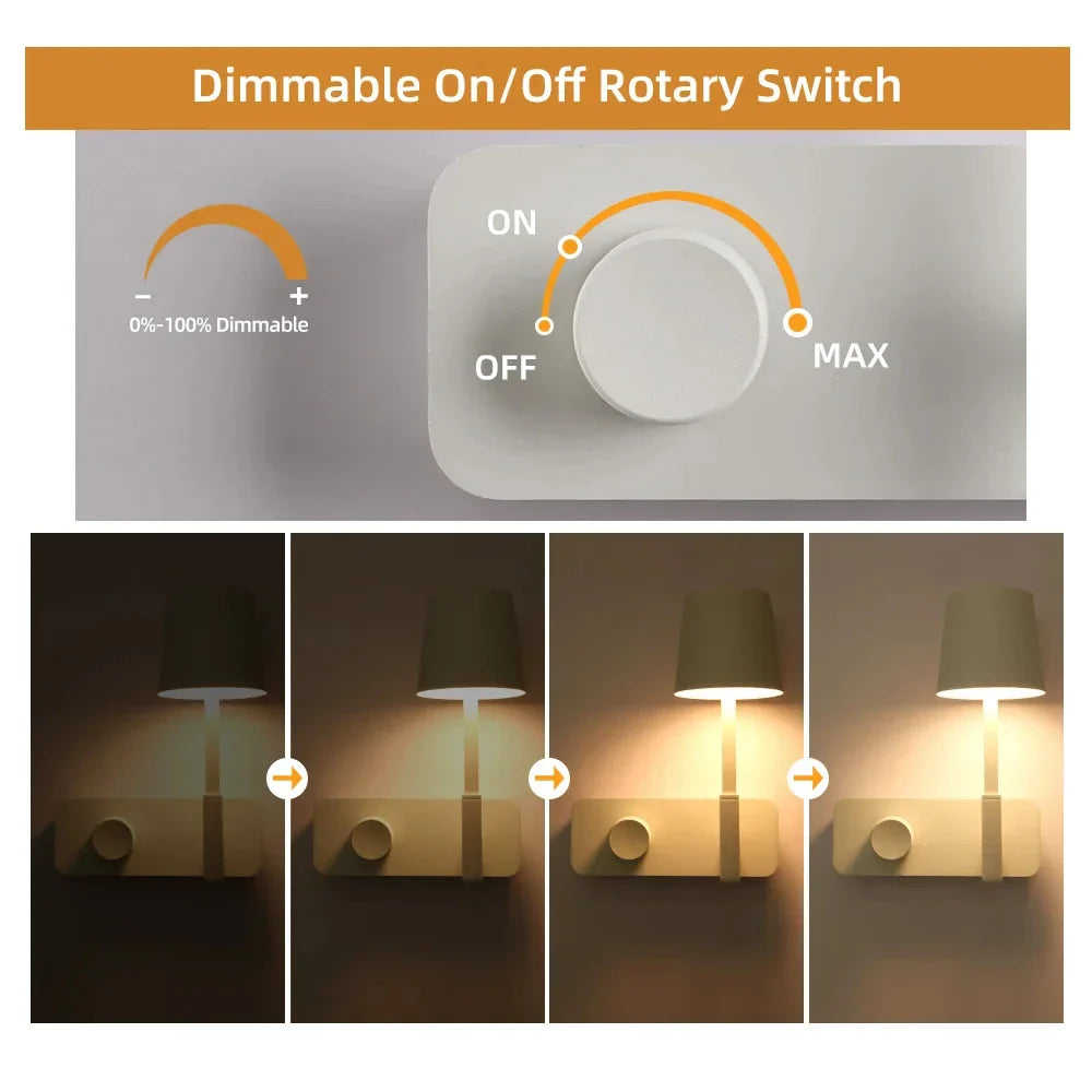 Afralia™ LED USB Wall Lamp with Switch Night Light for Study/Bedroom - Creative Design