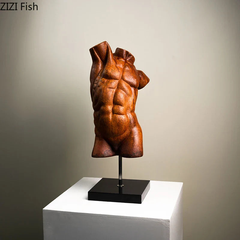 Afralia™ Muscle Man Sculpture Desk Ornament Modern Art Decor Resin Statue