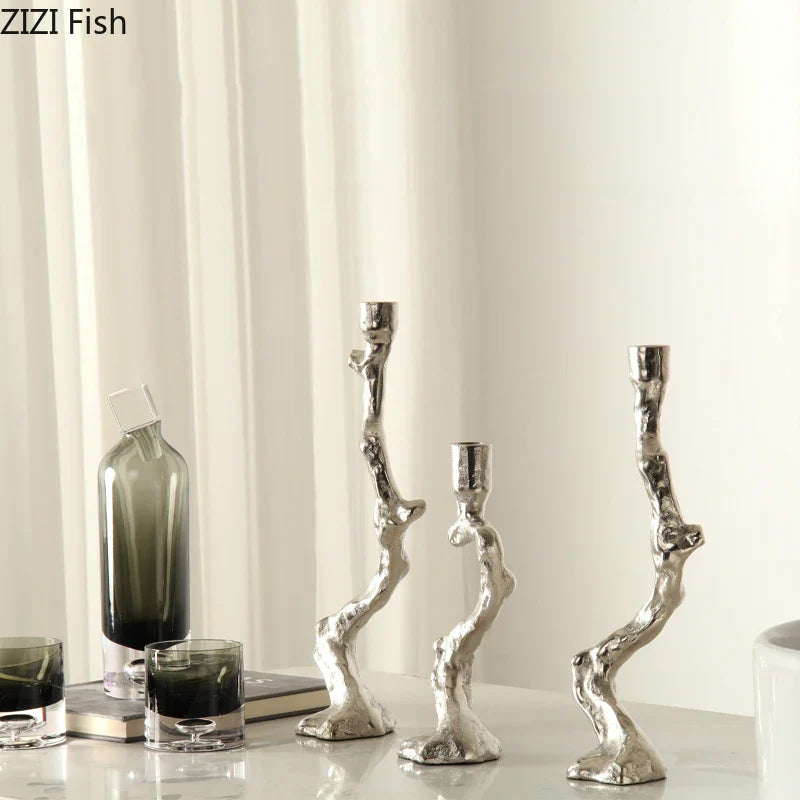 Afralia™ Silver Metal Tree Branch Candle Holder Table Decoration Wax Melt Burner
