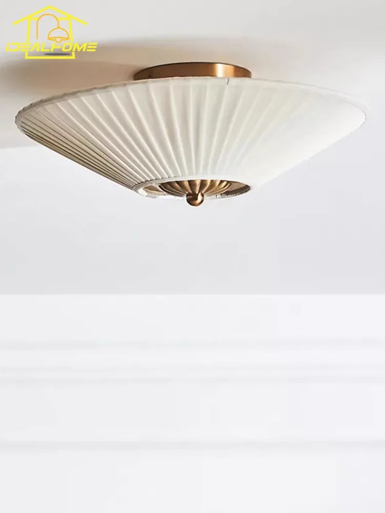 Afralia™ Pleated Fabric Luxury LED Ceiling Lamp for Bedroom and Living Room