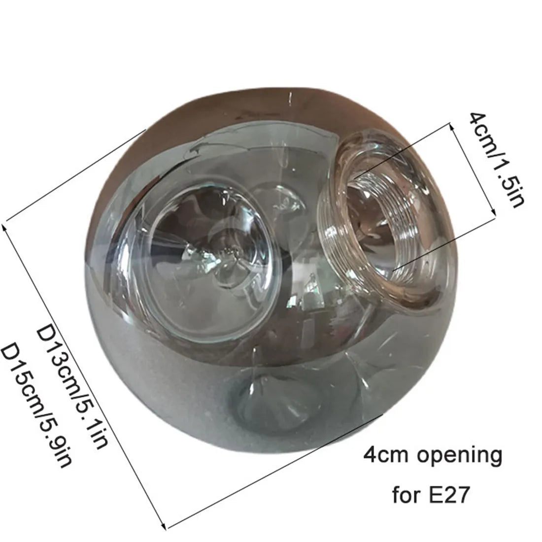 Afralia™ Gray Glass Shade Replacement for E27 Lamp with Screw Fitter Opening