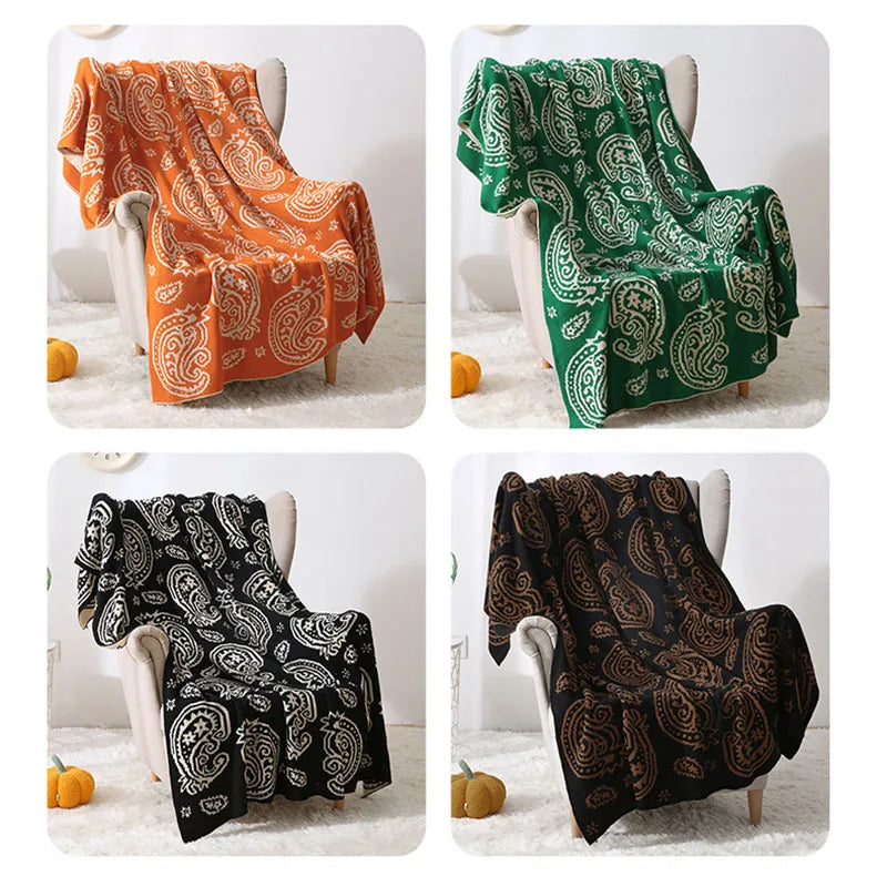 Afralia™ Cashew Pattern Two-Color Blanket for Living Room, Bedroom, or Balcony