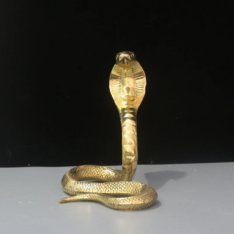 Afralia™ Copper Cobra Zodiac Snake Feng Shui Decoration Craft