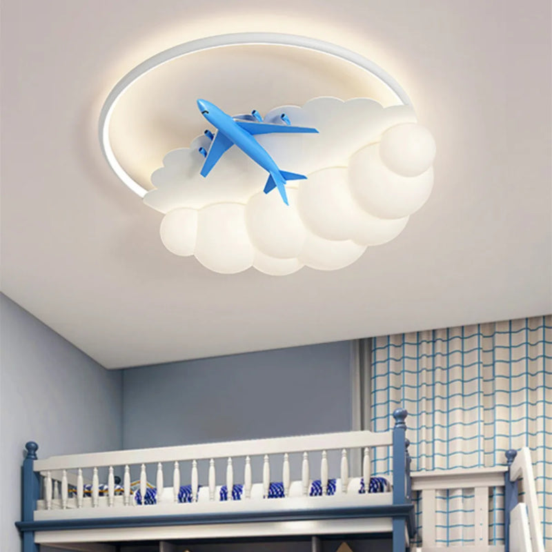 Afralia™ Kids Cloud Airplane Ceiling Light: Modern LED Bedroom Chandelier for Boys and Girls