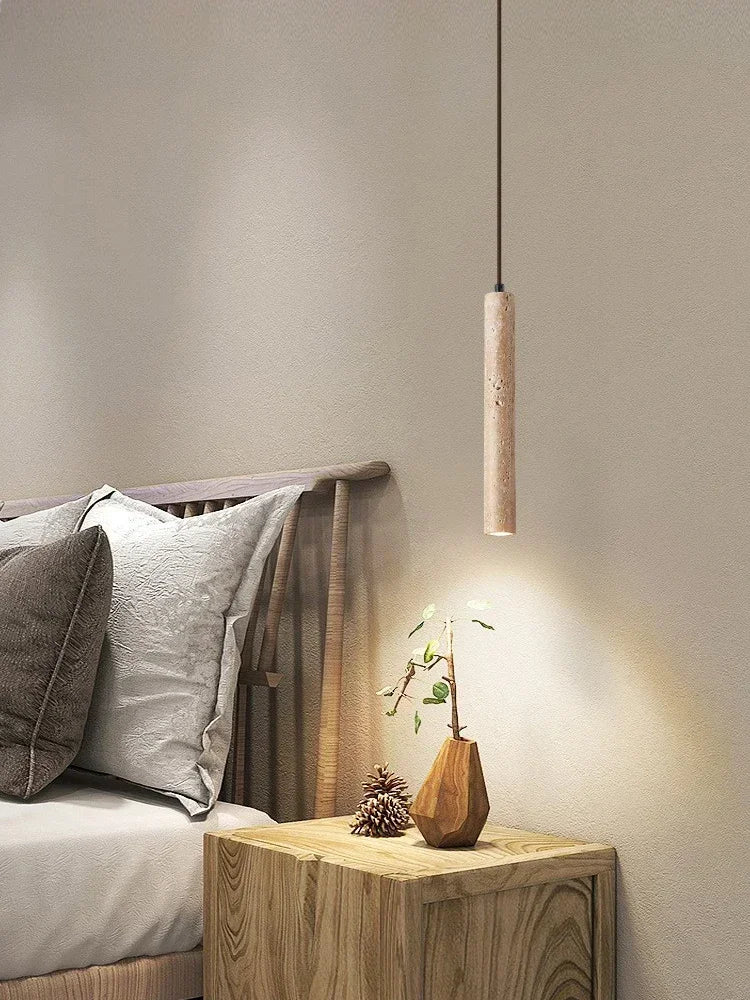 Afralia™ Travertine Stone Pendant Light for Bedroom Dining Kitchen