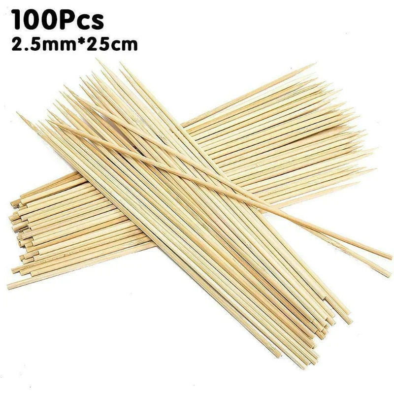 Afralia™ Bamboo BBQ Skewers 100pcs - Catering Grill Camping Meat Tool Eco-Friendly