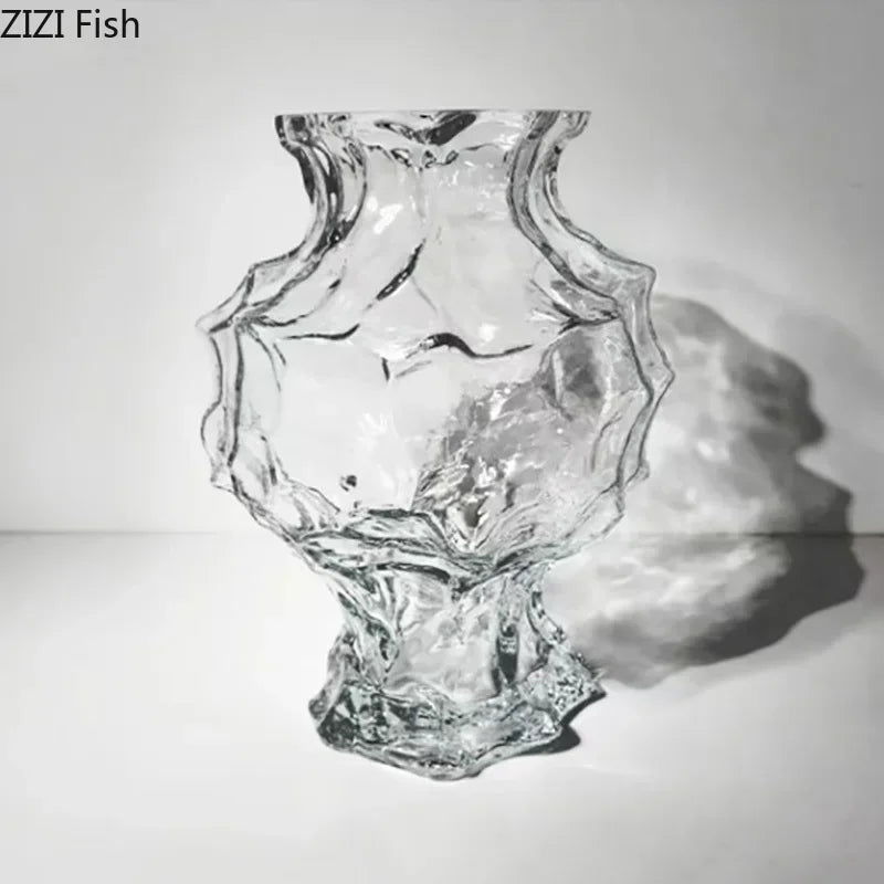 Afralia™ Irregular Glass Vase: Desk Decor, Flower Arrangement, Aesthetic Room Pot