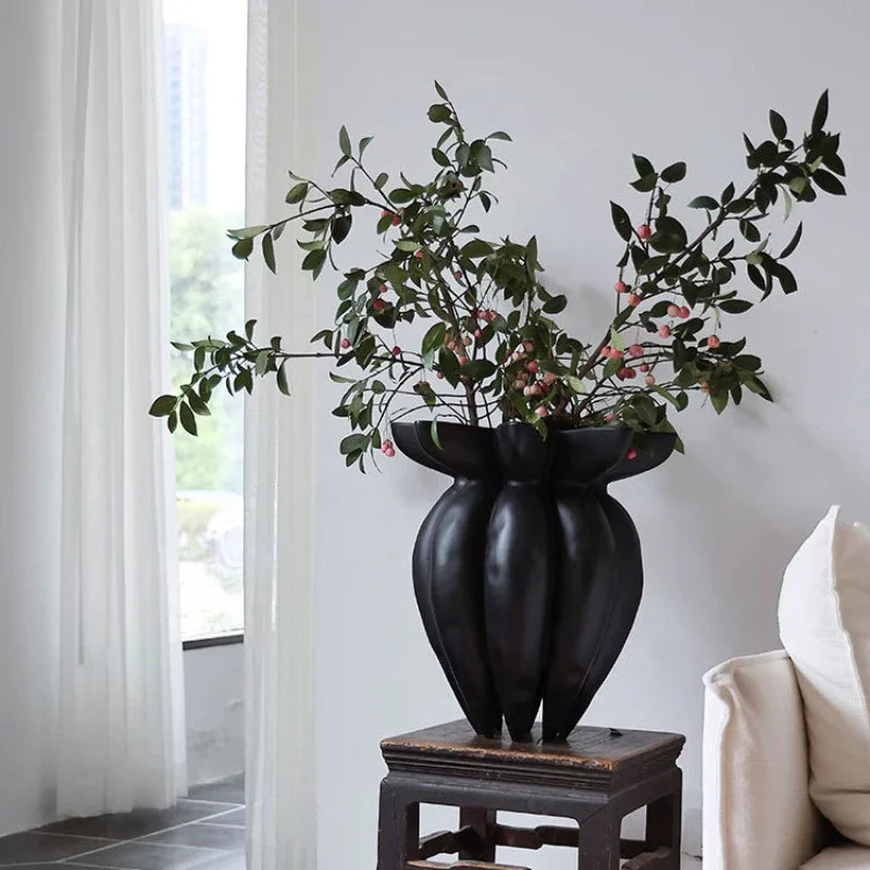 Afralia™ Black Jellyfish Petal Vase - Artistic Home Décor Handicraft