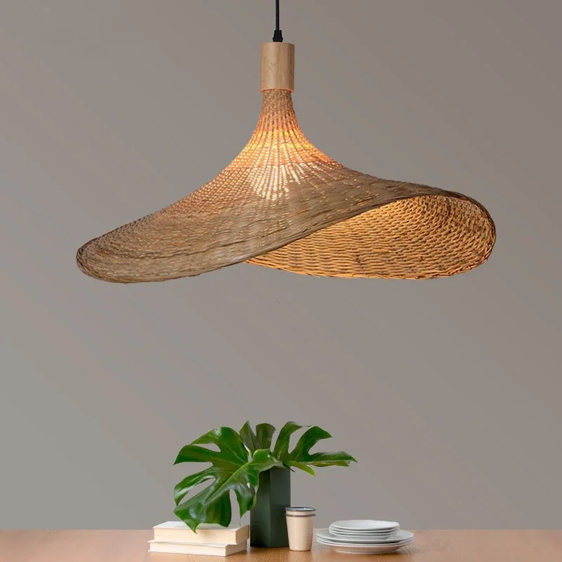 Afralia™ Bamboo Pendant Chandelier: Handcrafted LED Rattan Hanging Light for Indoor Living Room