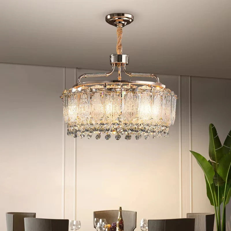 Afralia™ Crystal Chandelier Modern Luxury Pendant Light for Kitchen Island Living Room Hallway