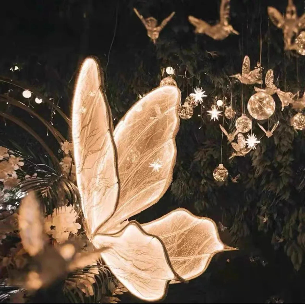 Afralia™ Romantic LED Butterfly Ceiling Lights for Wedding Party Stage Decor
