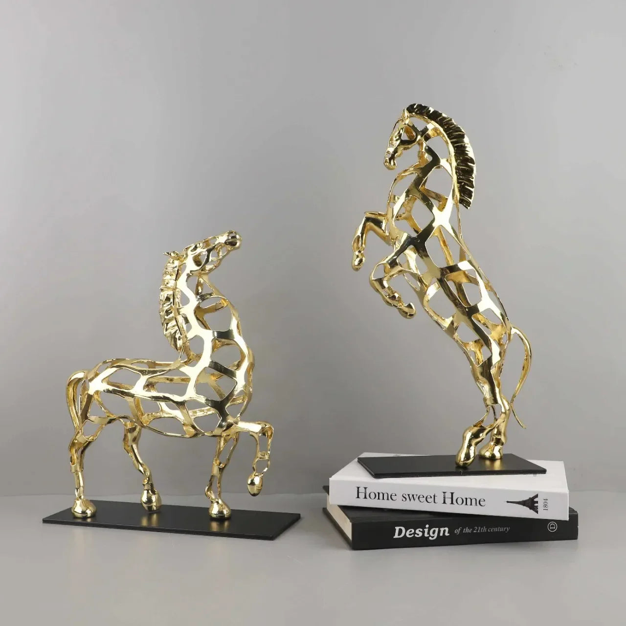 Afralia™ Golden Horse Metal Sculpture: Elegant Home Decor Figurine