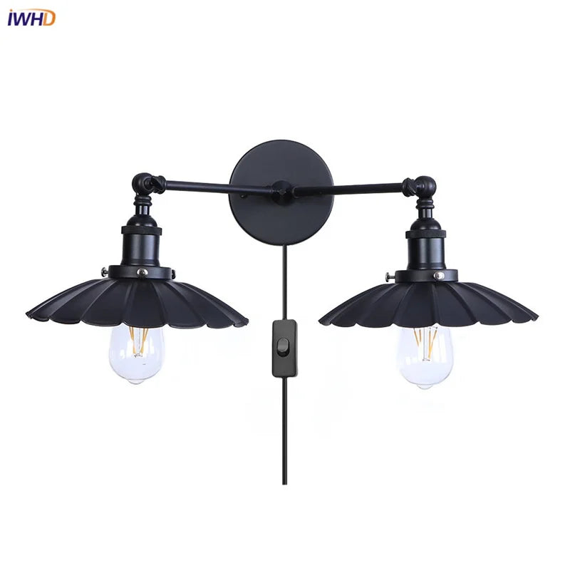 Afralia™ Loft LED Wall Lights 2-heads Plug In Industrial Lamparas De pared