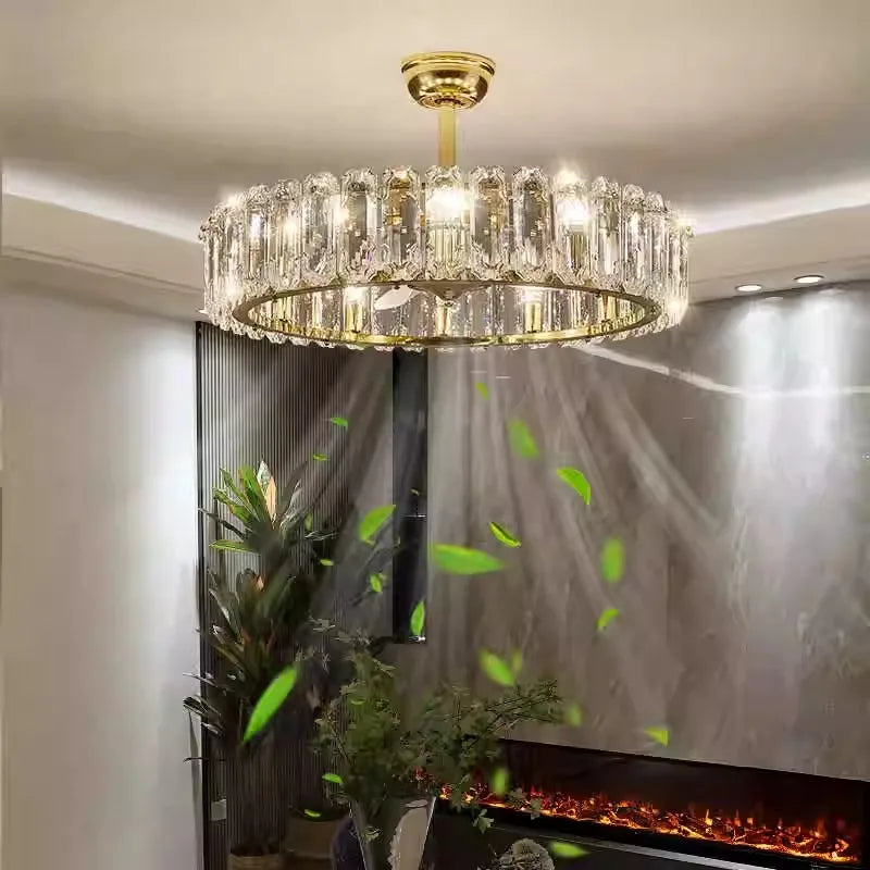 Afralia™ Crystal Ceiling Fan Light - Modern Luxury Invisible Fan Light Combo for Home