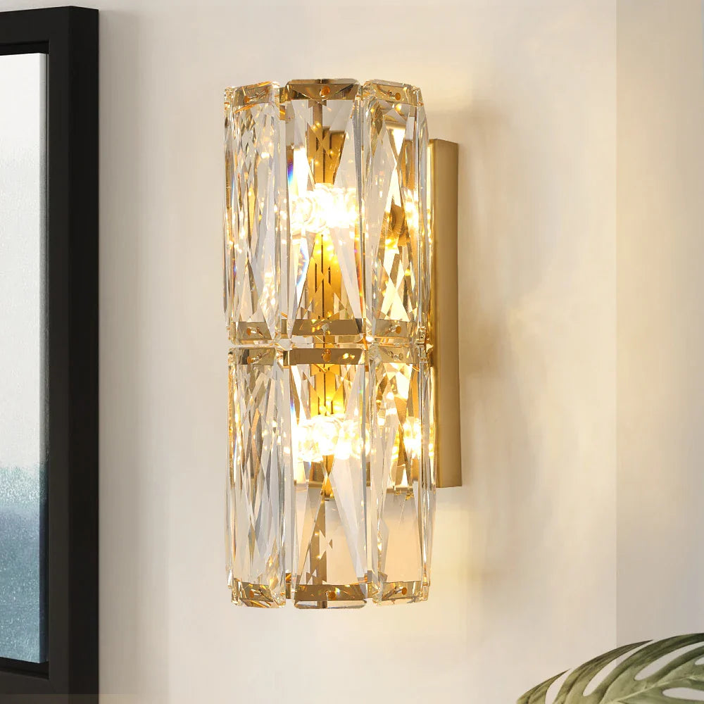 Afralia™ Modern Luxury Crystal Wall Sconce LED Light for Home Decor