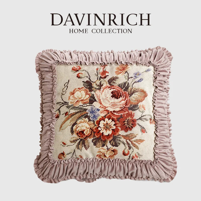 Afralia™ Victorian Garden Luxury Lavender Damask Pillow Cover 45x45cm