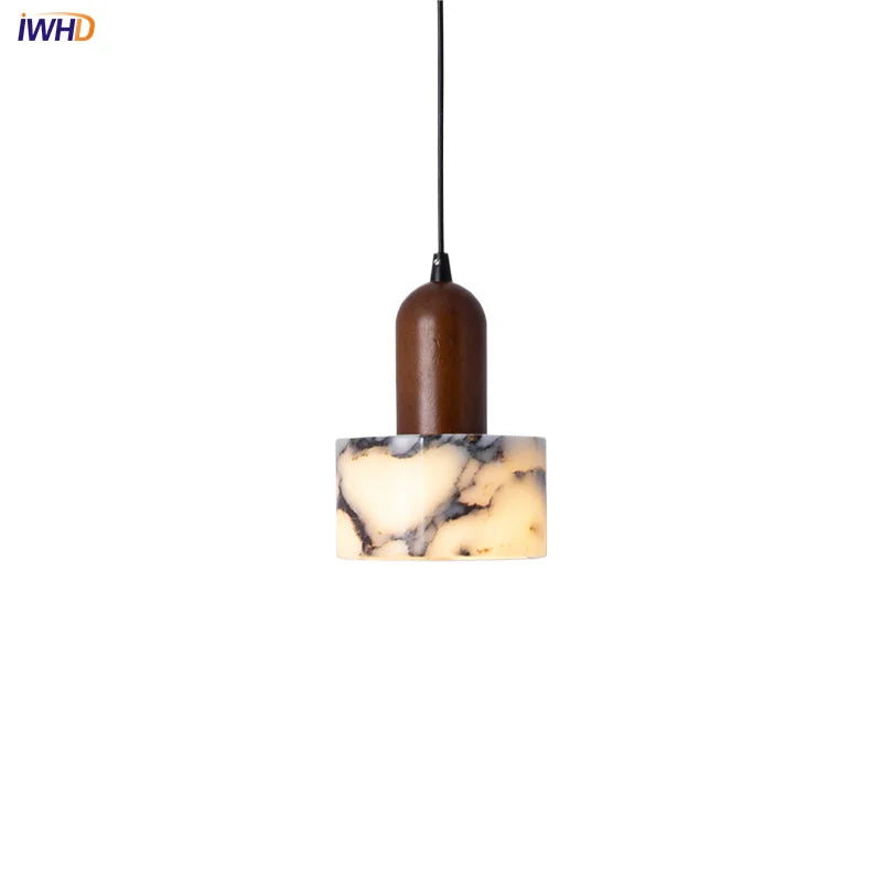 Afralia™ Natural Stone LED Pendant Light with Random Patterns - LED Bulb Included