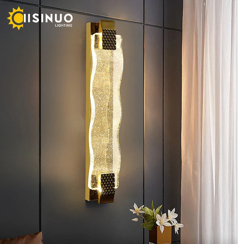 Afralia™ Crystal LED Wall Sconce: Luxury Gold Light Fixture for Home Decor