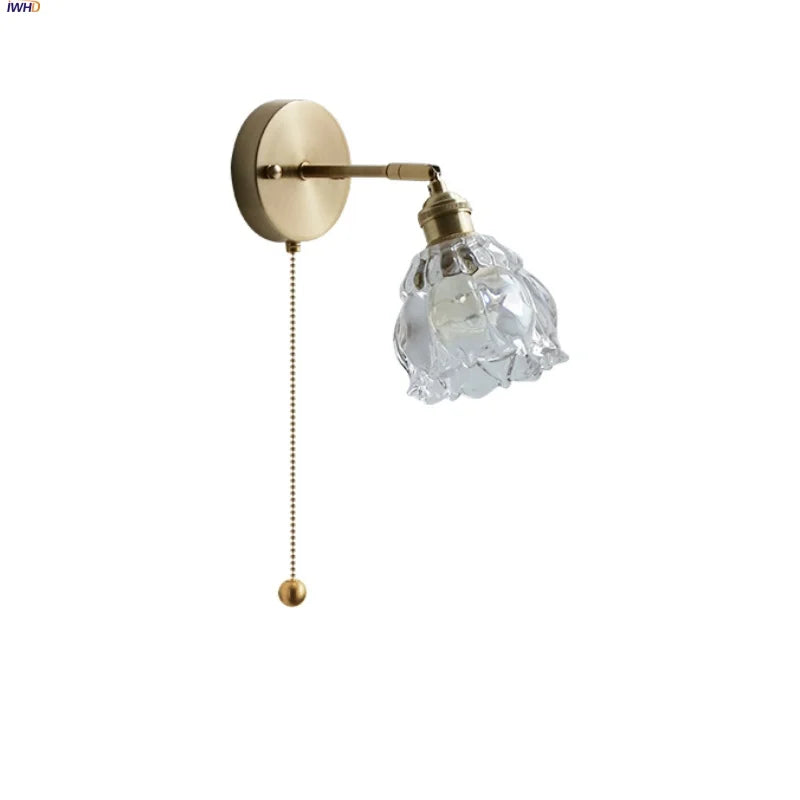 Afralia™ Glass Base LED Wall Sconce, Pull Chain Switch, Modern Rotate Stair Light