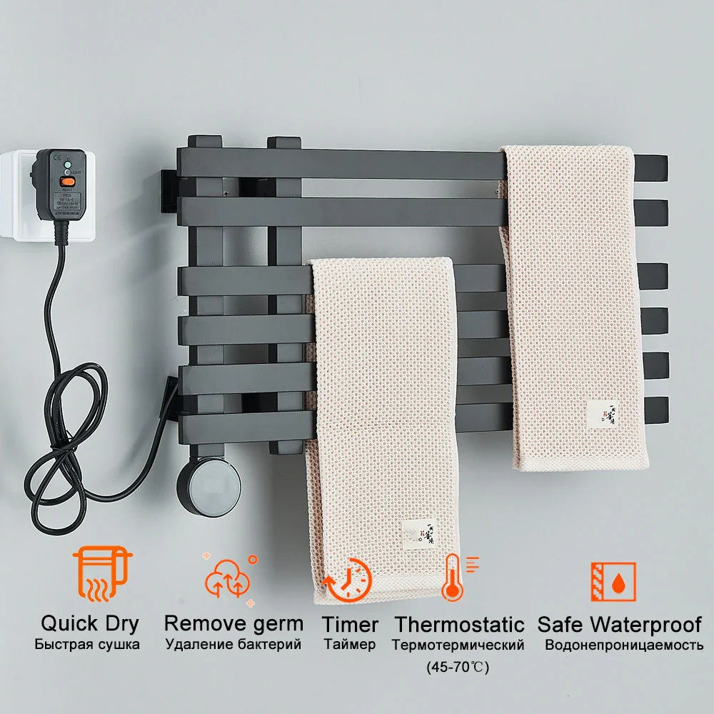 Afralia™ Electric Towel Warmer Rack Thermostatic Digital Display Stainless Steel Holder