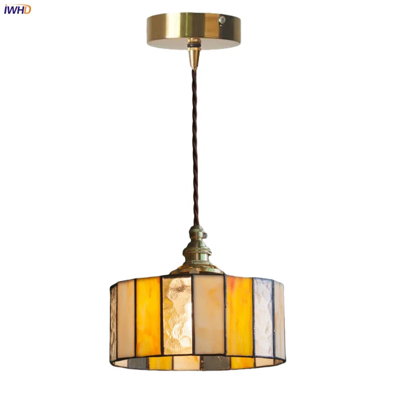 Afralia™ Colorful LED Pendant Lighting Vintage Glass Hanglamp for Kitchen Cafe Living Room