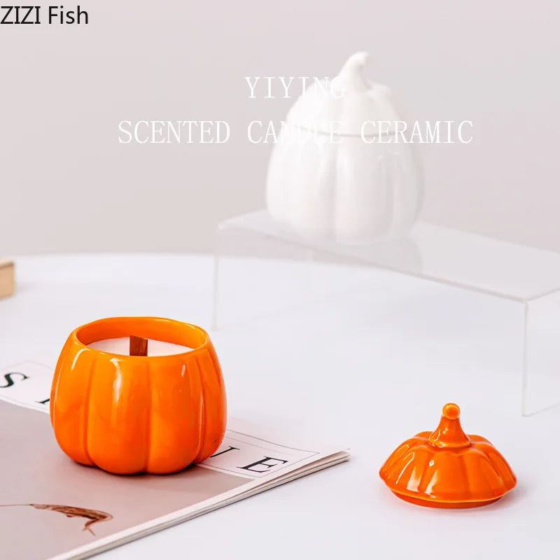 Afralia™ Ceramic Pumpkin Candle Holders Desk Decoration & Wax Melt Burner