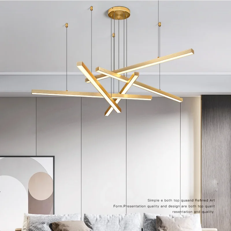 Afralia™ Modern Gold Black Led Pendant Lights, Dimmable, L80cm, Aluminium, Dining Room Hanging Lamp