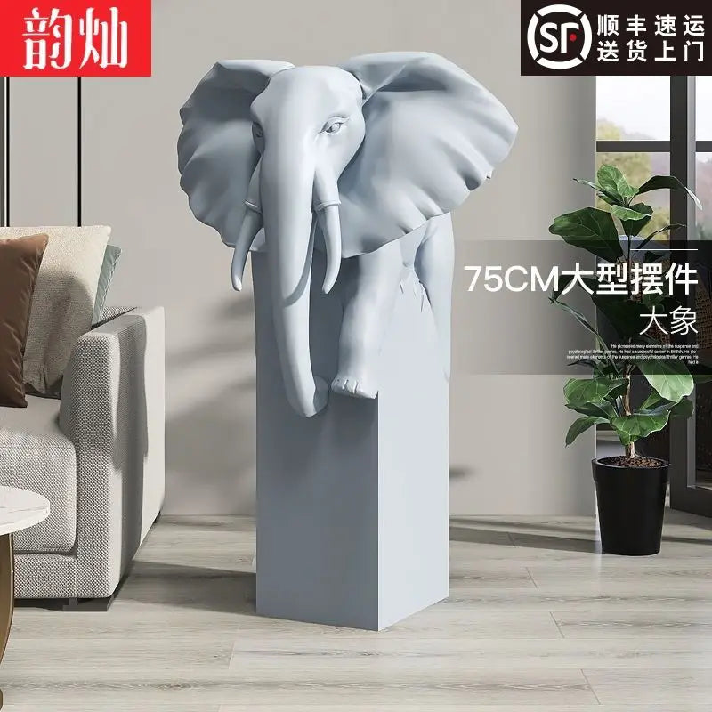 Afralia™ Elephant Ornaments: Light Luxury Living Room Decor for Home & Office