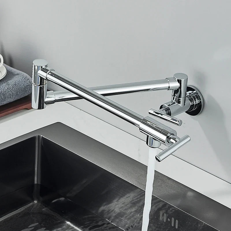 Afralia™ Double Joint Pot Filler Faucet Swing Arm Wall Mount Kitchen Tap