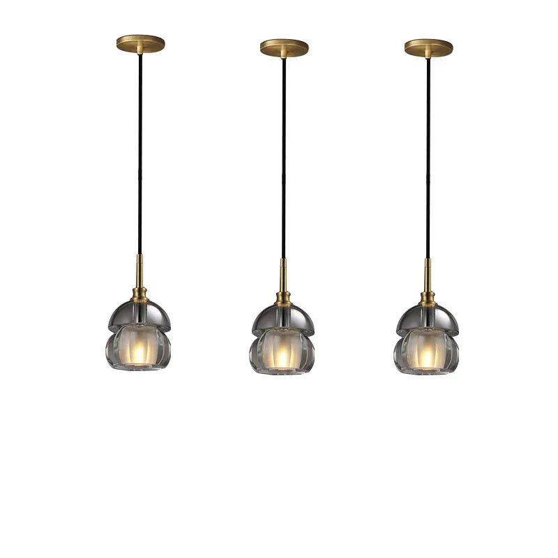 Afralia™ Luxury Copper Crystal Pendant Lights for Home Kitchen Bar Decoration