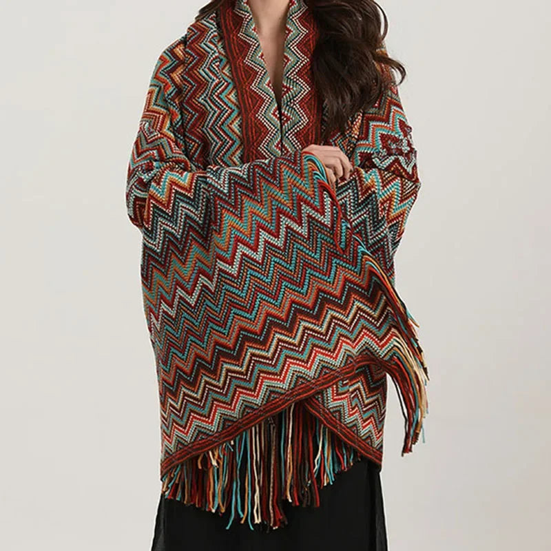 Afralia™ Bohemian Wavy Fringe Shawl: Fashionable & Multifunctional Sofa Cover Blanket