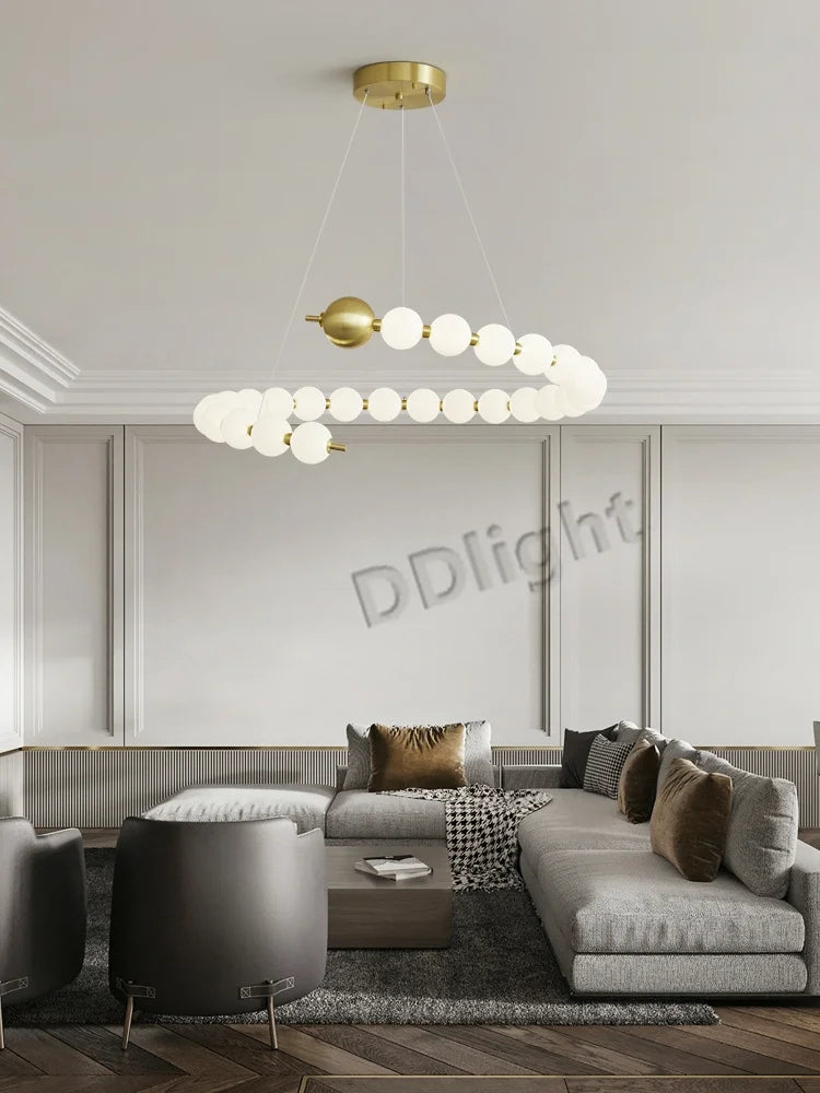 Afralia™ Modern Copper LED Chandelier for Living Room, Bedroom, Dining, Kitchen Decor