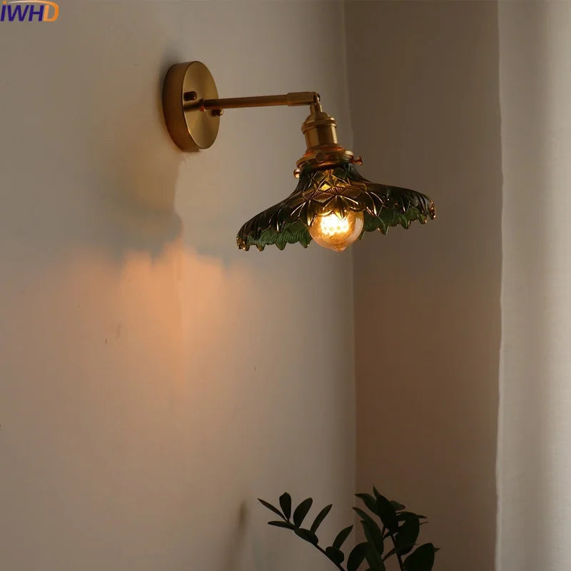 Afralia™ Modern Glass Copper LED Wall Lights Living Room Kitchen Bedside Lamp