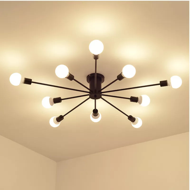 Afralia™ Vintage Spider Chandelier Black/White Ceiling Lights Fixture for Living Room