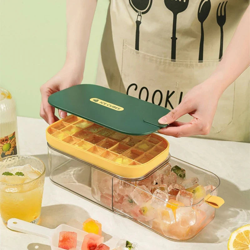 Afralia™ Silicone Ice Cube Maker Large Grid Trays with Lids and Storage Box