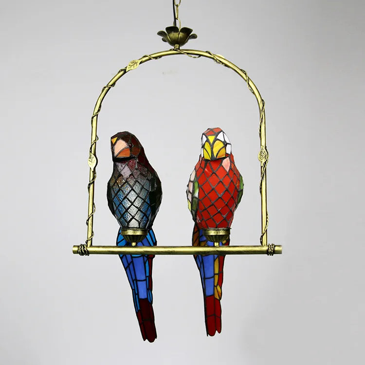 Afralia™ Color Glass Parrot Pendant LED Lamp for Home Bedroom Decor