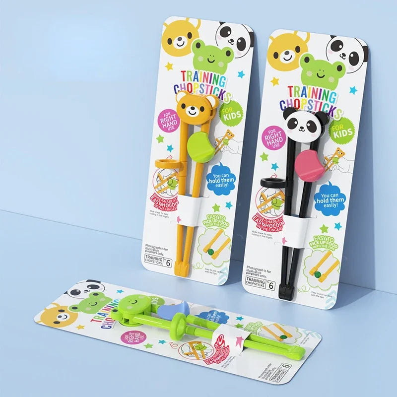 Afralia™ Kids' Multicolor Bear Panda Cat Chopstick Set: Fun Training Chopsticks for Children