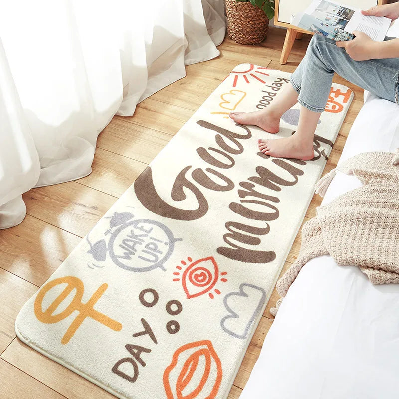Afralia™ Cozy Faux Lamb Wool Bedside Rug for Bedroom Decor Anti-Slip Soft Living Room Carpet
