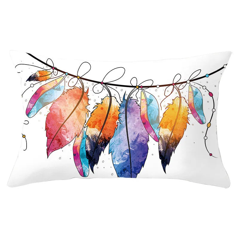 Afralia™ Feather Print Pillowcase - Home Decorative Sofa Cushions - Polyester Pillowcover