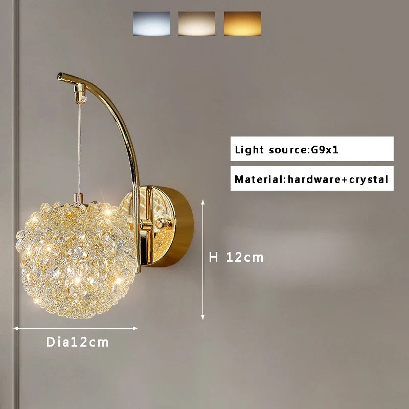 Afralia™ Crystal Beads Wall Lamp LED Light Fixture for Home Decor & Living Room