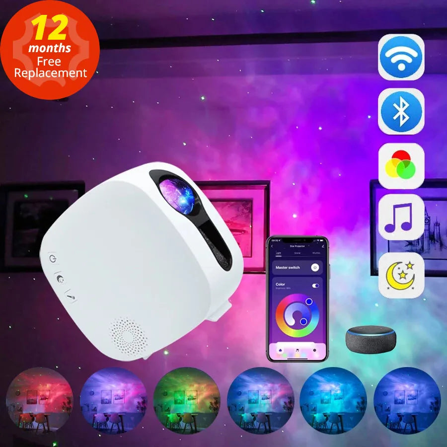 Afralia™ WiFi Galaxy Star Projector Night Light - Bluetooth Starry Sky Lamp