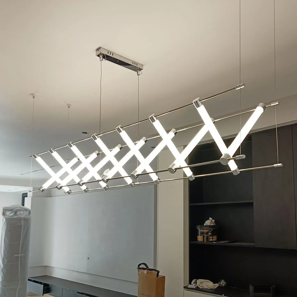 Afralia™ Modern Steel Bar LED Pendant Lights for Kitchen Island, Minimalist Acrylic Hanging Lamp Fixture