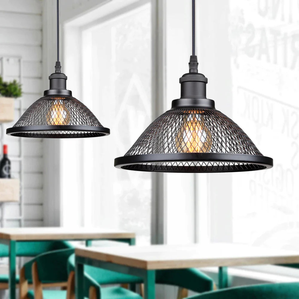 Afralia™ Retro Iron Wire Mesh Pendant Light for Industrial Style Loft Restaurant