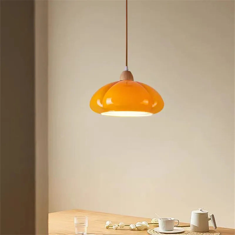 Afralia™ Glass Pumpkin Chandelier for Restaurant Balcony and Bedroom Lighting