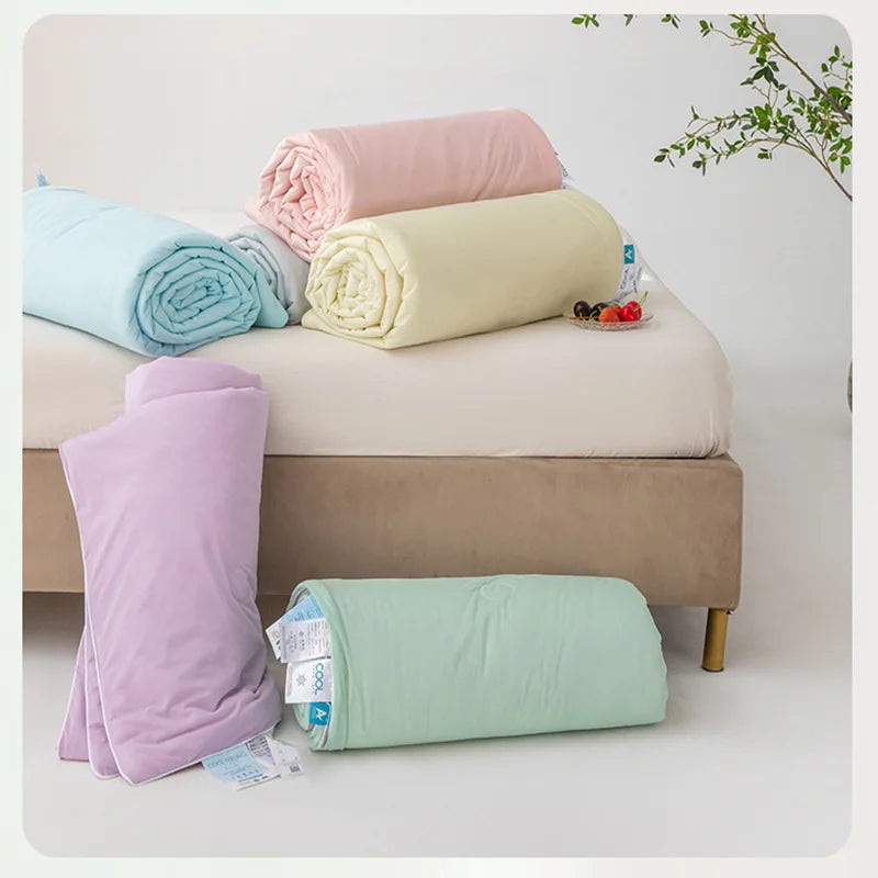Afralia™ Satin Silky Summer Cooling Blanket Ultra-Thin Breathable Quilted Comforter